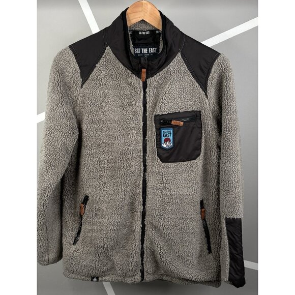 Ski The East Sherpa Fleece Jacket Women’s Small Grey Full Zip Snowboard Hiking - Picture 1 of 15